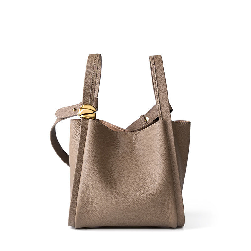 VAKKV 2025 Bag popular new bag women's bag bucket bag summer shoulder bag 2023 leather portable vegetable basket bag