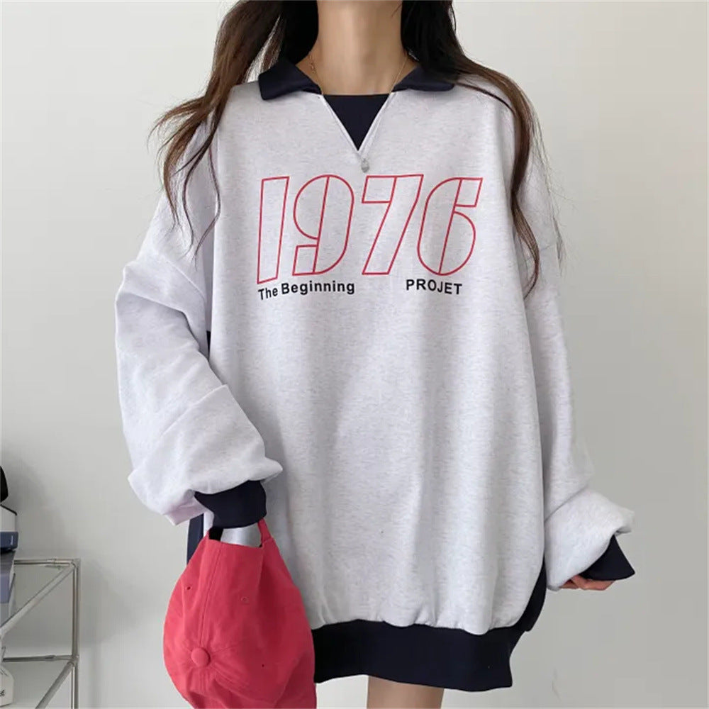 VAKKV Manufacturer 2025n trendy brand sweater women's loose contrasting colors couple versatile plus size loose niche lazy autumn leisure
