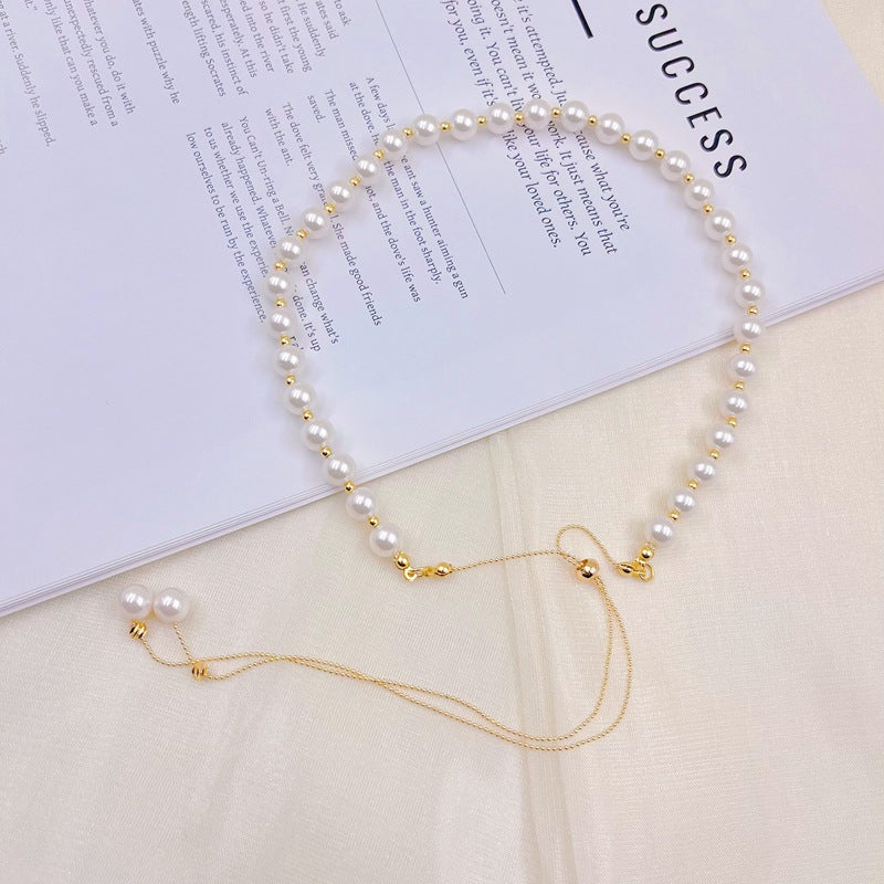 Pearl Necklace Summer Women's High-Grade Accessories New Internet Influencer Long Adjustable Light Luxury Minority Clavicle Chain
