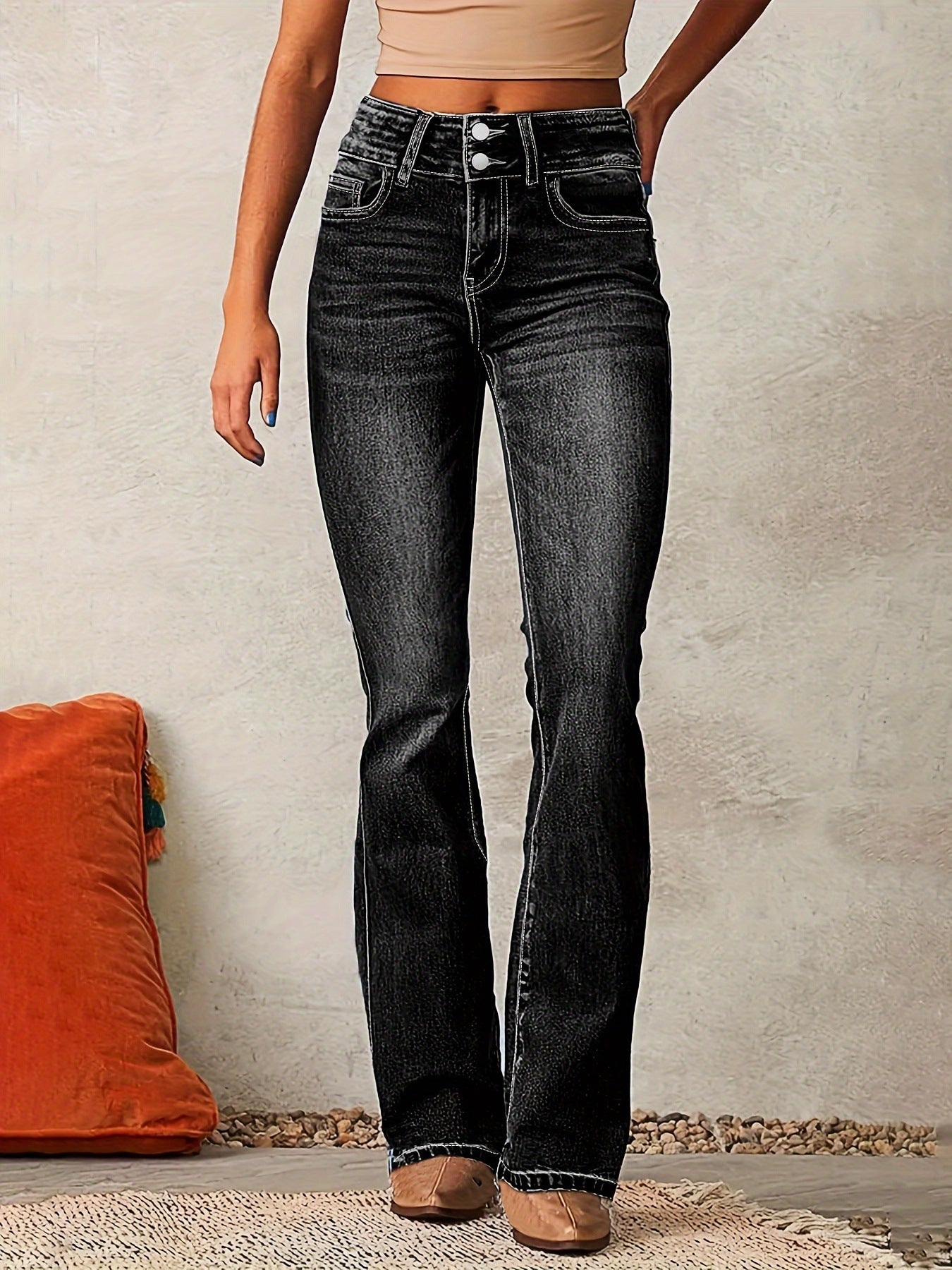 VAKKV 2025 cross-border retro elastic jeans women's clothing 2025 spring new washed street micro-pull trousers