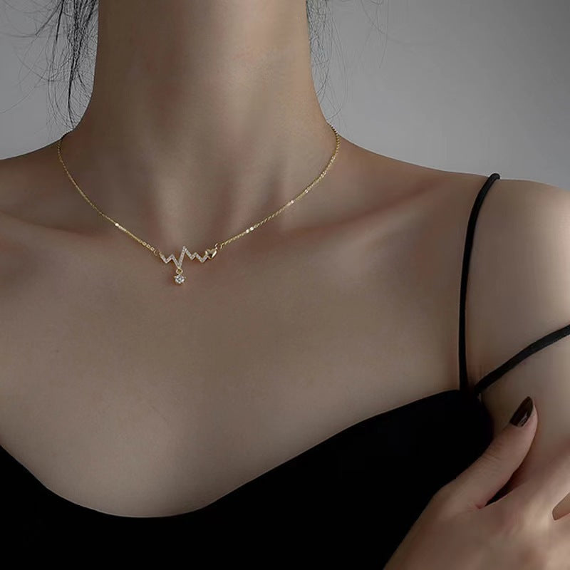 S925 Silver Light Luxury Necklace Versatile Trendy Clavicle Chain Female Butterfly Simple Niche High Sense Elegant Sweater Chain Ornament