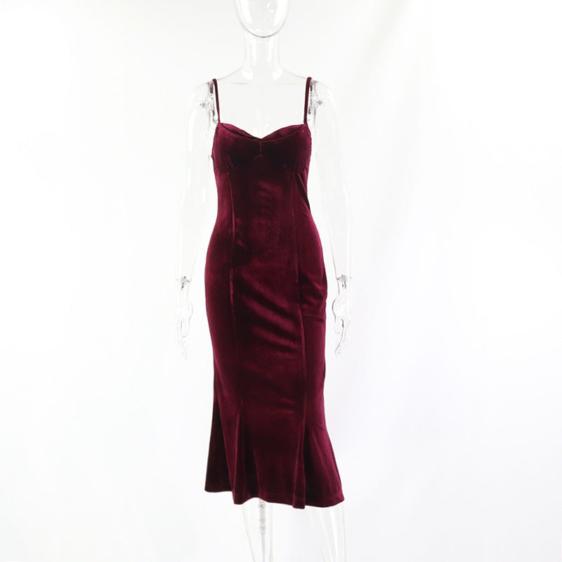VAKKV 2025 003AA autumn new sexy temperament with chest pad tight zipper chest evening dress suspender dress