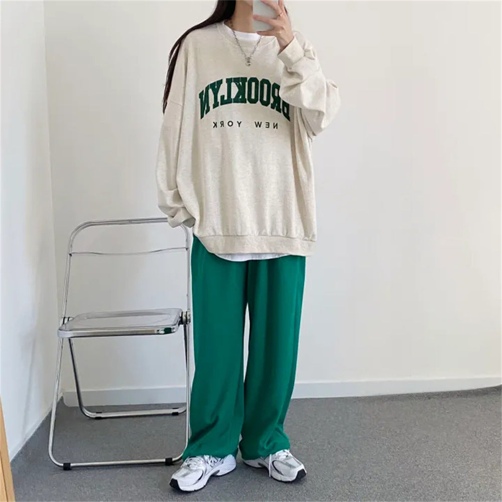 VAKKV Manufacturer gray popular new velvet season crew neck sweater women's spring and autumn thin long sleeves loose large size loose embroidery