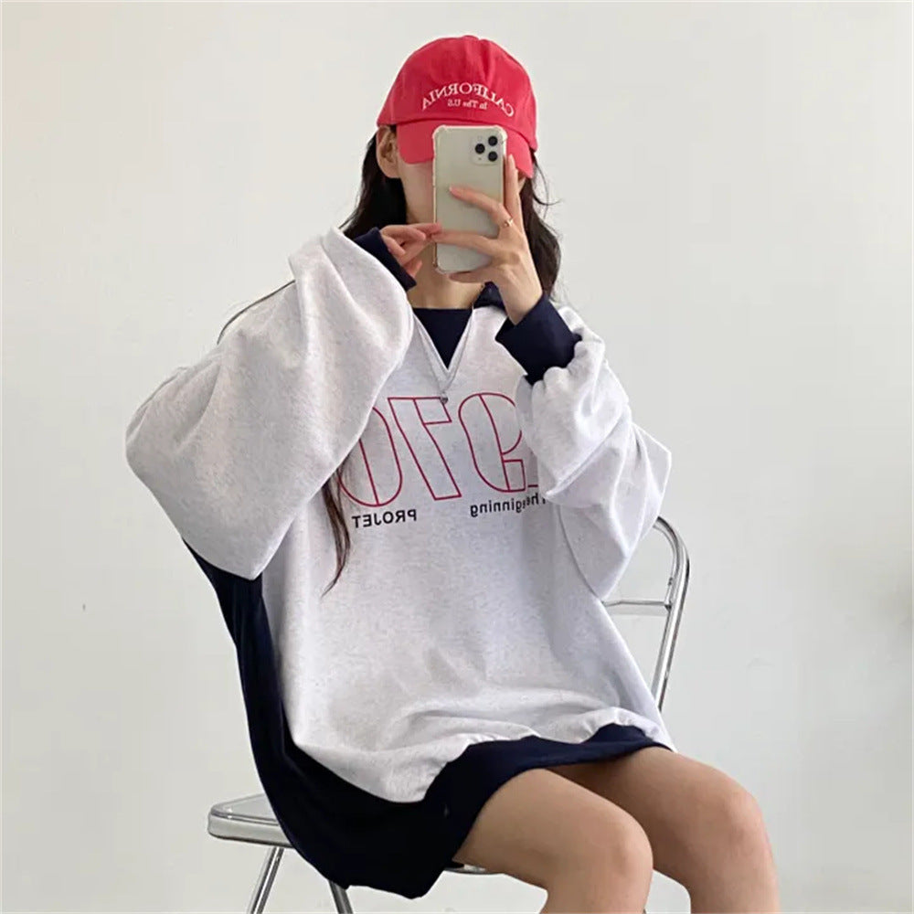 VAKKV Manufacturer 3 colors, loose niche lazy autumn casual lapel 2025n trendy sweater women's velvet contrasting color couple hundred