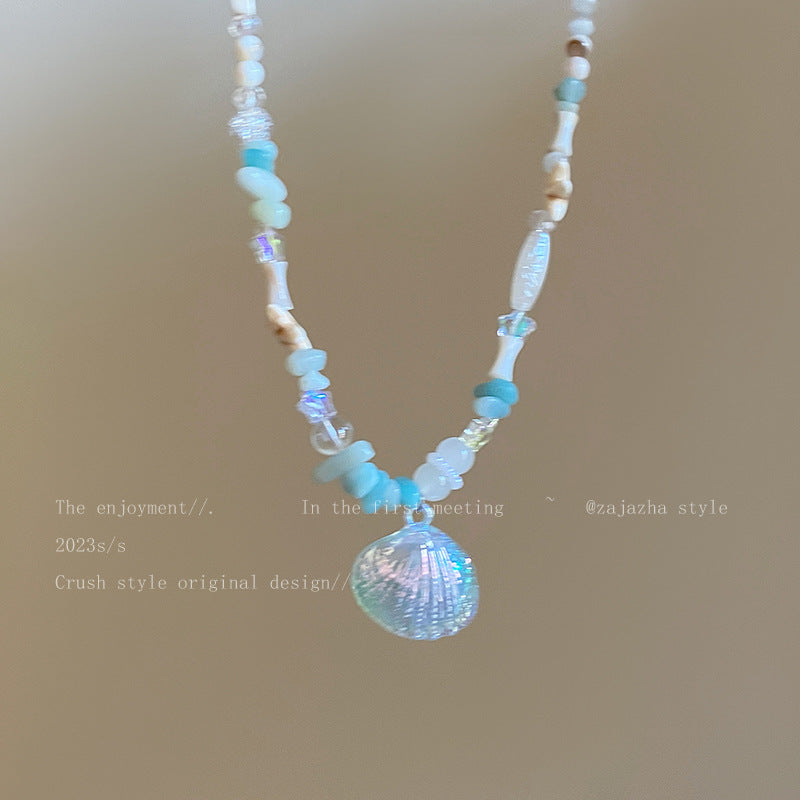 vakkv Seaside Holiday Natural Stone Shell Necklace Female Summer Ins Niche Design Accessories Sweet Cool Hot Girl Style Clavicle Chain