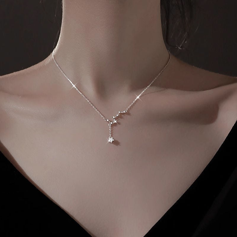 S925 Silver Light Luxury Necklace Versatile Trendy Clavicle Chain Female Butterfly Simple Niche High Sense Elegant Sweater Chain Ornament