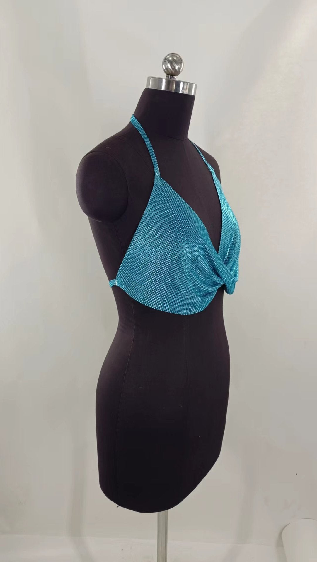 2025 MW3115 2025 vest nightclub sexy rhinestone inlaid bright diamond sequins cross neck chest top small vest