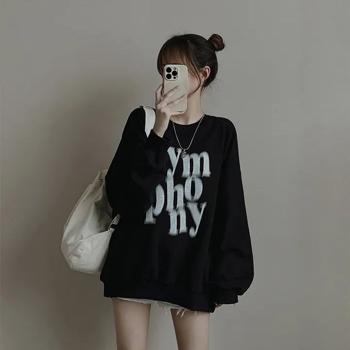 VAKKV Manufacturer's velvet heavy round neck thin gray plus size long-sleeved top and sweater women's new models in autumn and winter popular
