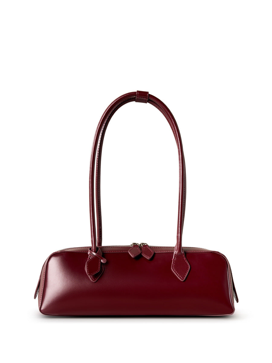 2025 niche design armpit bag large capacity versatile long baguette women's bag commuter cowhide handbag