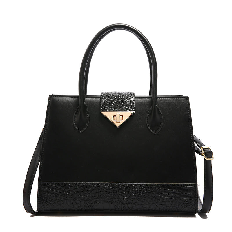VAKKV 2025 Cross-border women's bag popular new fashion crocodile pattern splicing handbag texture large capacity single shoulder oblique span tote bag