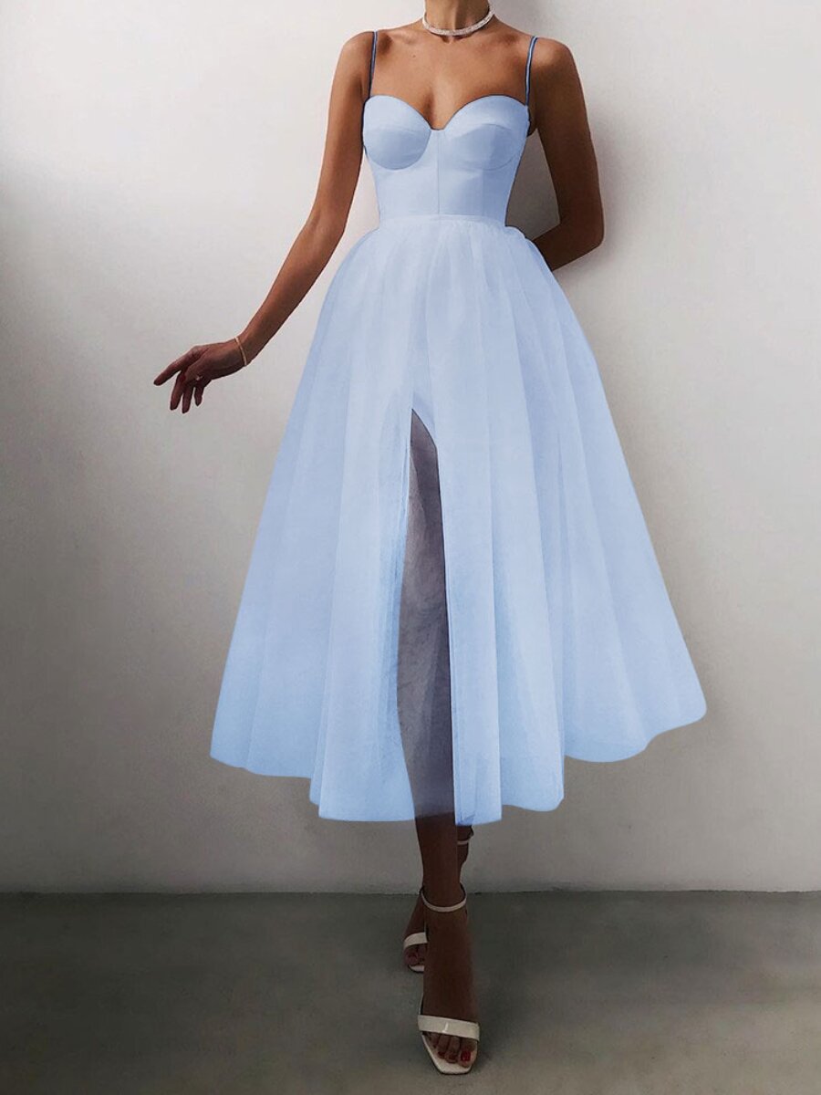 VSKKV 2021 Spring and Summer New European and American Foreign Trade Women's Clothing Independent Station EBay Multicolor Straps Tulle Dress