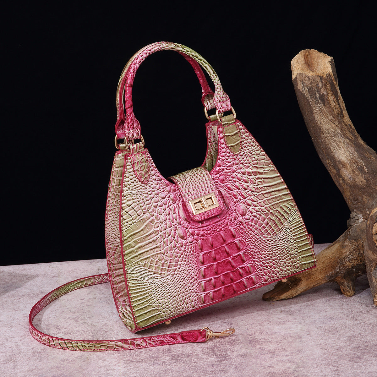 VAKKV Popularan, 2025n retro Middle East New independent station hand-held underarm bag method stick women's bag crocodile pattern Brahman