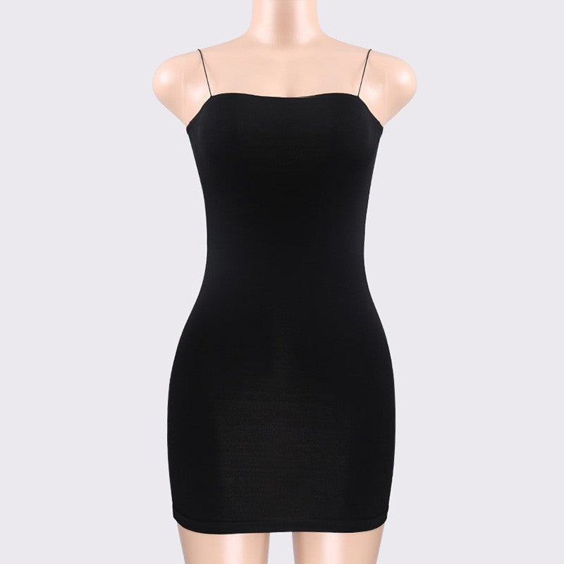 European and American Wish 2024 Summer Solid Color Sheath Strap Slim Fit Dress Women