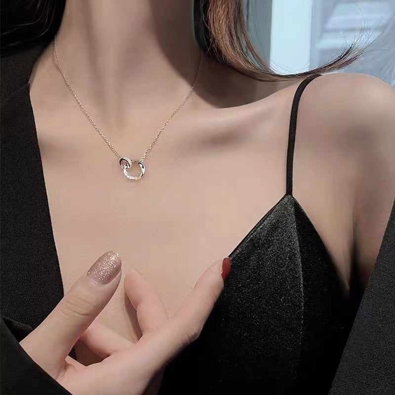 S925 Silver Light Luxury Necklace Versatile Trendy Clavicle Chain Female Butterfly Simple Niche High Sense Elegant Sweater Chain Ornament