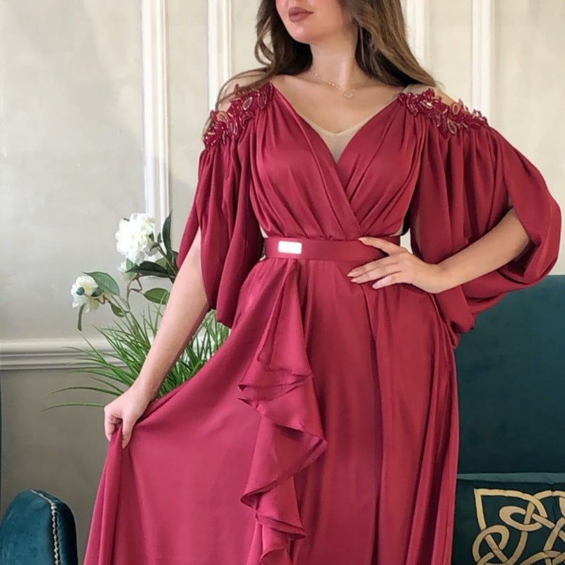 VSKKV Spring and Summer Cross-Border Foreign Trade Women's Independent Station EBay Sexy Lace Large Swing Ball Gown Dress New