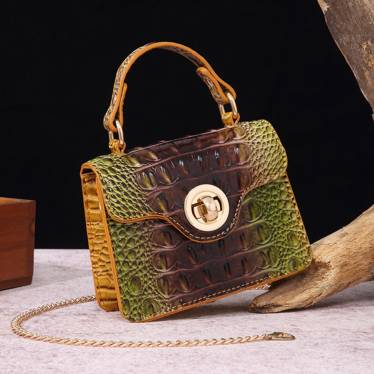 VAKKV 2025 New independent station portable messenger wallet mother and child retro women's bag multi-colored Brahman crocodile pattern