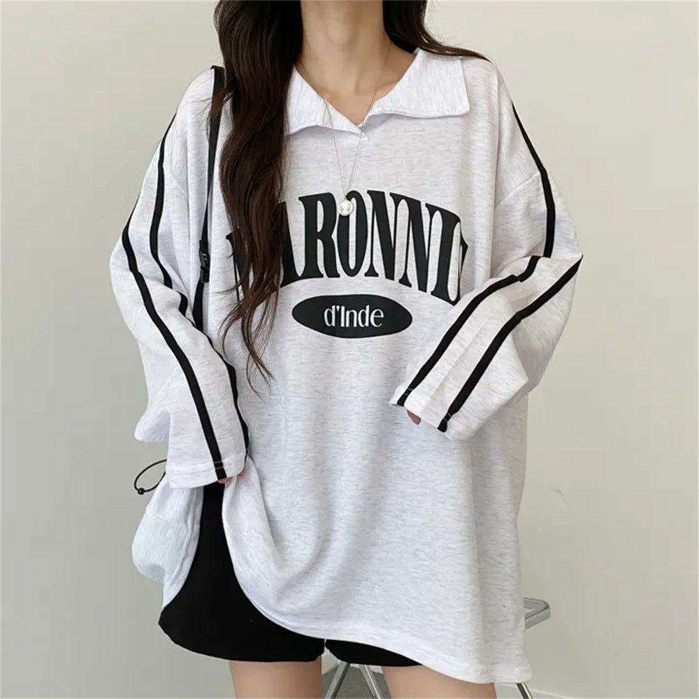 VAKKV Manufacturer 280 grams 2025n retro sweater women's spring and autumn Korean version containing cotton trendy brand loose polo lapel