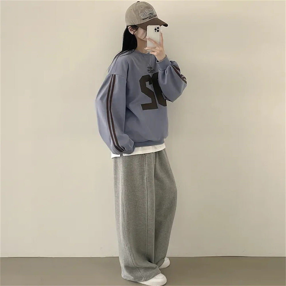 VAKKV Manufacturer popular autumn new product round neck sleeve splicing letter style casual loose Korean version sweater women's top student
