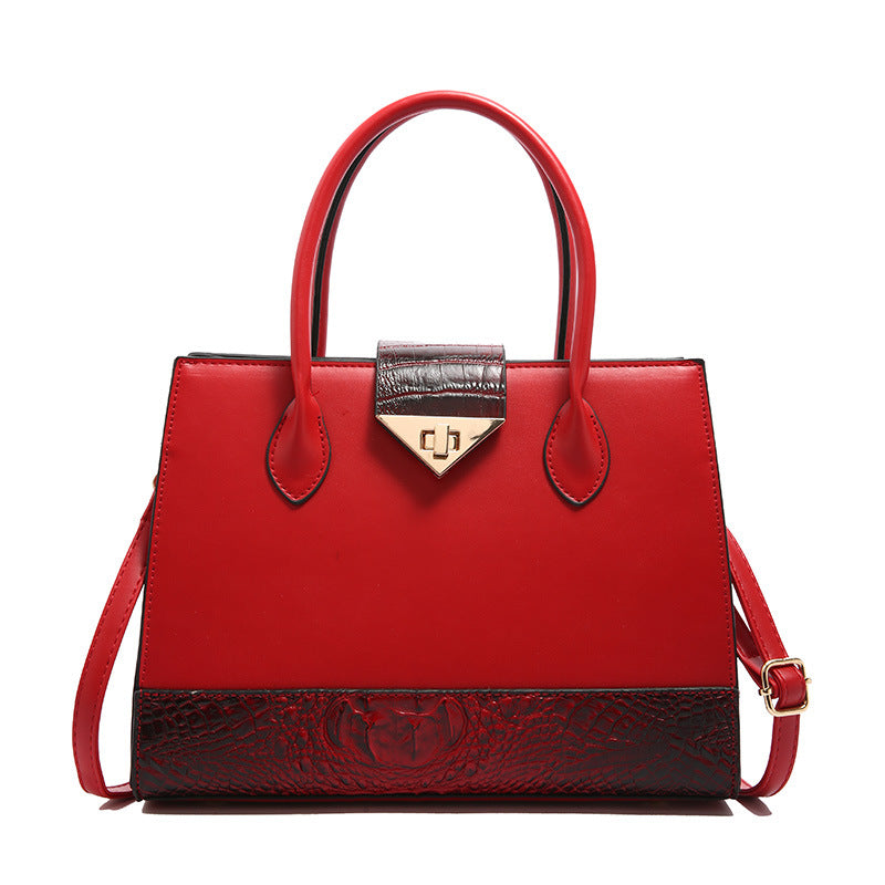 VAKKV 2025 Cross-border women's bag popular new fashion crocodile pattern splicing handbag texture large capacity single shoulder oblique span tote bag