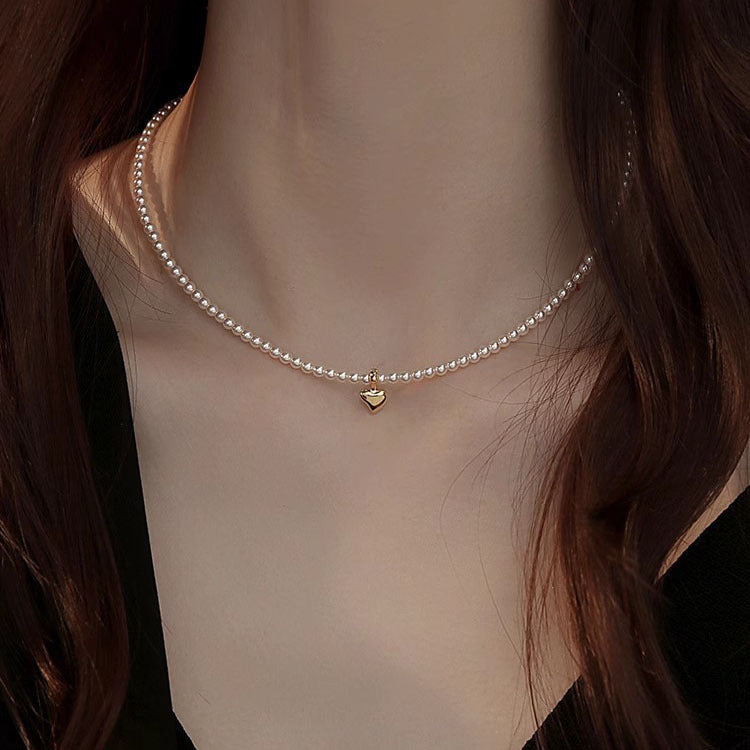Ni Ni Same Style Pearl Necklace for Women Light Luxury Temperament High-Grade Clavicle Chain New Popular Niche Necklace