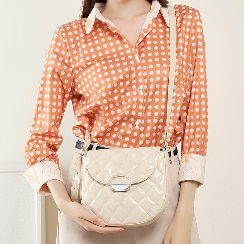VAKKV 2025 Niche Pig Nose Semicircular Saddle Bag Premium Sense Rhombus Underarm Bag popular New Leather One Shoulder Crossbody Bag Women