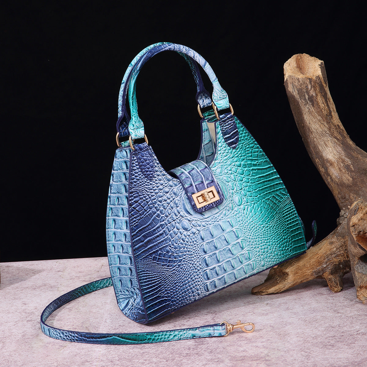 VAKKV Popularan, 2025n retro Middle East New independent station hand-held underarm bag method stick women's bag crocodile pattern Brahman