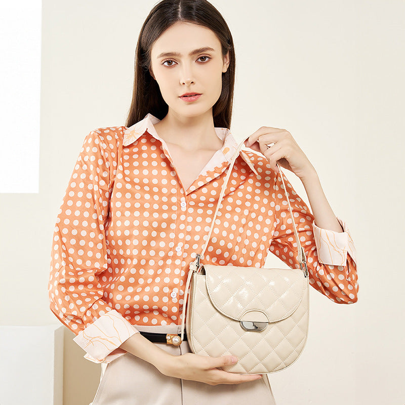 VAKKV 2025 Niche Pig Nose Semicircular Saddle Bag Premium Sense Rhombus Underarm Bag popular New Leather One Shoulder Crossbody Bag Women