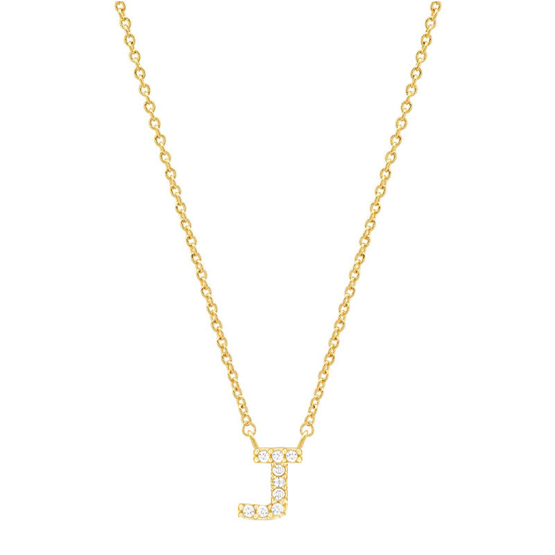 vakkv Hot Selling Fashion All-Match S925 Silver 26 English Letters Pendant Necklace for Women Inlaid Zircon Special-Interest Design