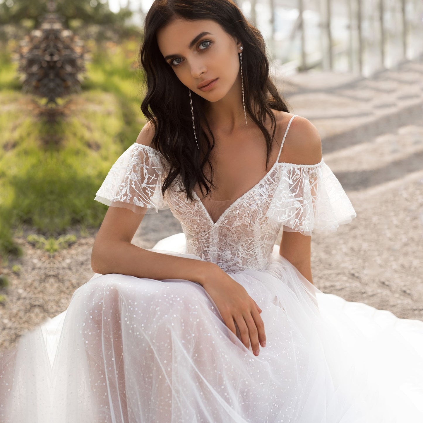 VAKKV Spring New plus Size Wedding Dress Slim Fit Slim Double-Shoulder Floor-Length Fat Lace Flower off-Shoulder Women