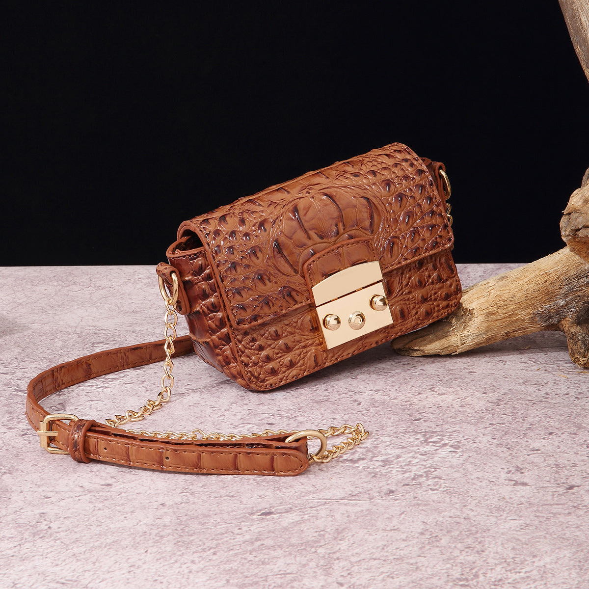 VAKKV Popular, 2025 and the Middle East for New independent station crossbody shoulder retro women's bag multi-colored crocodile pattern Brahman