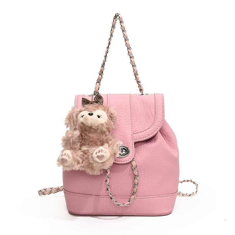 VAKKV 2025 Chain backpack women's fashion niche design popular new street trend Korean version of leisure bucket travel backpack