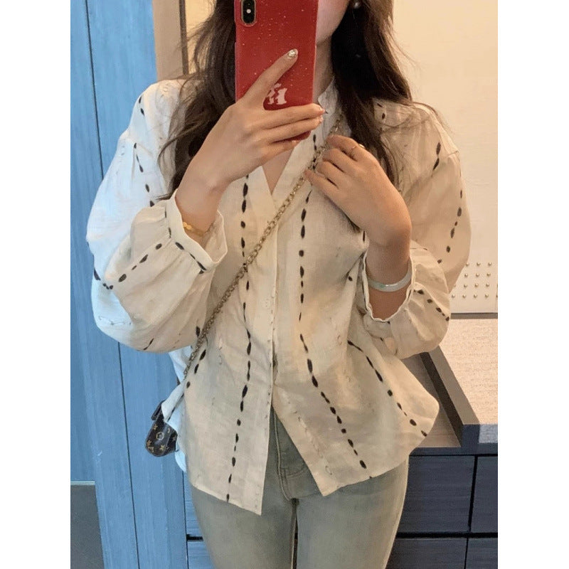 Shirt women's summer new sunscreen unique and beautiful shirt is popular this year cotton and linen high-end long-sleeved sunscreen chiffon shirt