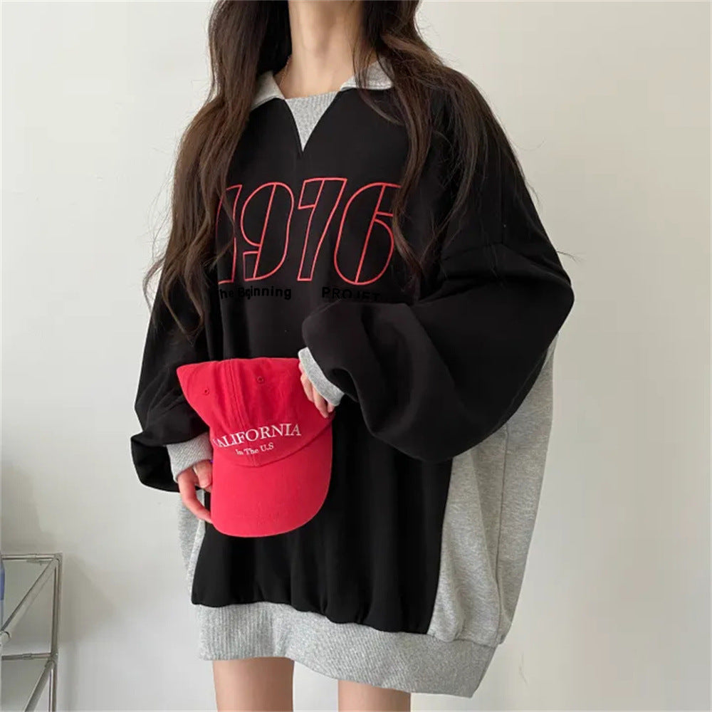 VAKKV Manufacturer 2025n trendy brand sweater women's loose contrasting colors couple versatile plus size loose niche lazy autumn leisure