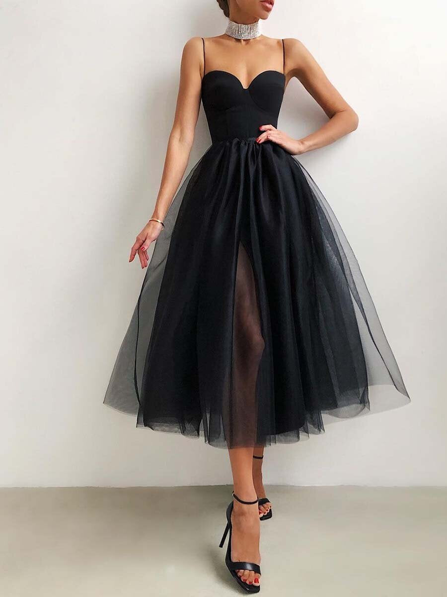 VSKKV 2021 Spring and Summer New European and American Foreign Trade Women's Clothing Independent Station EBay Multicolor Straps Tulle Dress