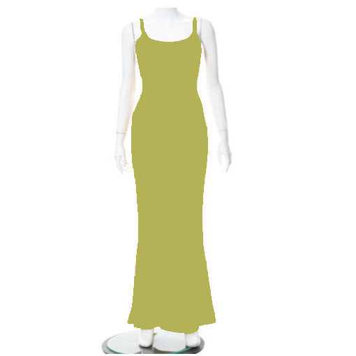 European and American Hot Trade Women's Clothing New Kardashian Skims Solid Color Sexy Slim Peach Hip Sling Summer Dress