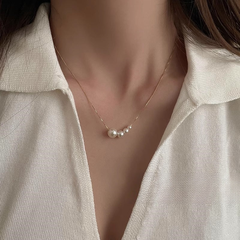 S925 Sterling Silver Natural Freshwater Pearl Pod Necklace Women's Simple Niche Temperament Exquisite Clavicle Chain Entry Lux Elegant