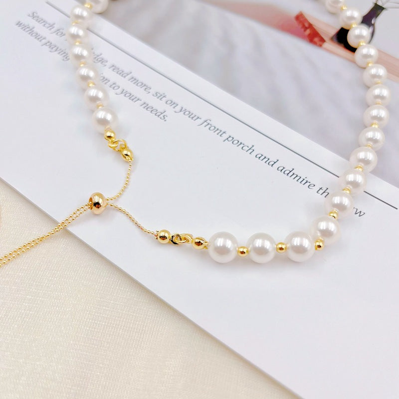 Pearl Necklace Summer Women's High-Grade Accessories New Internet Influencer Long Adjustable Light Luxury Minority Clavicle Chain