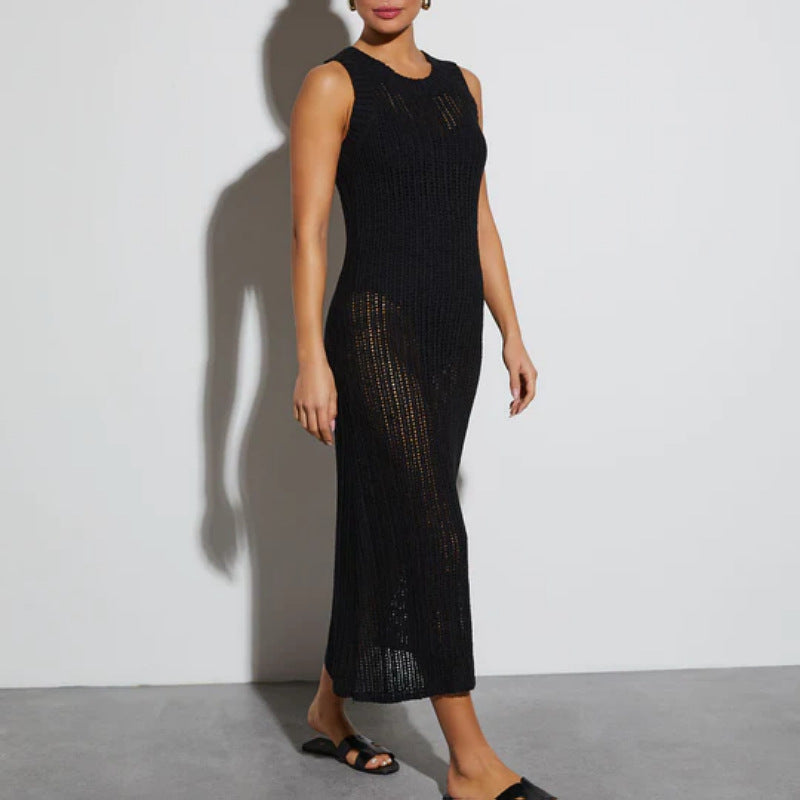 spring and summer new Popular trade hot n skirt women's sexy sleeveless perspective knitted dress women