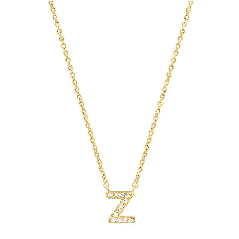 vakkv Hot Selling Fashion All-Match S925 Silver 26 English Letters Pendant Necklace for Women Inlaid Zircon Special-Interest Design