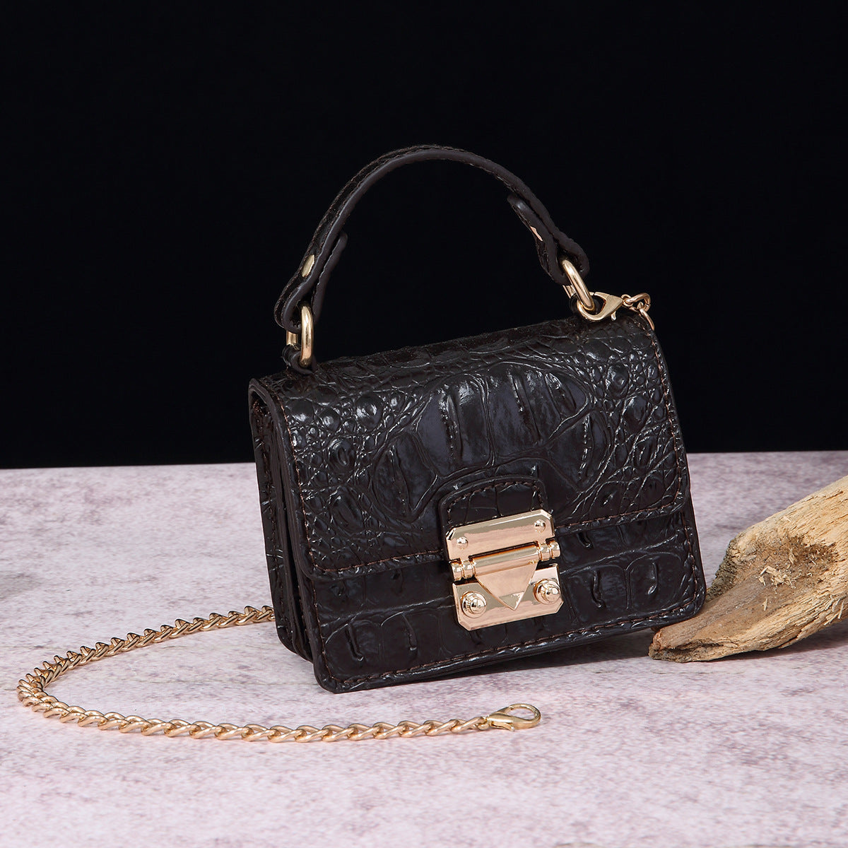 VAKKV Popular, 2025 and the United States for trans-Middle East New Crossbody One Shoulder Retro Women's Bag Multi-colored Crocodile Pattern Brahman