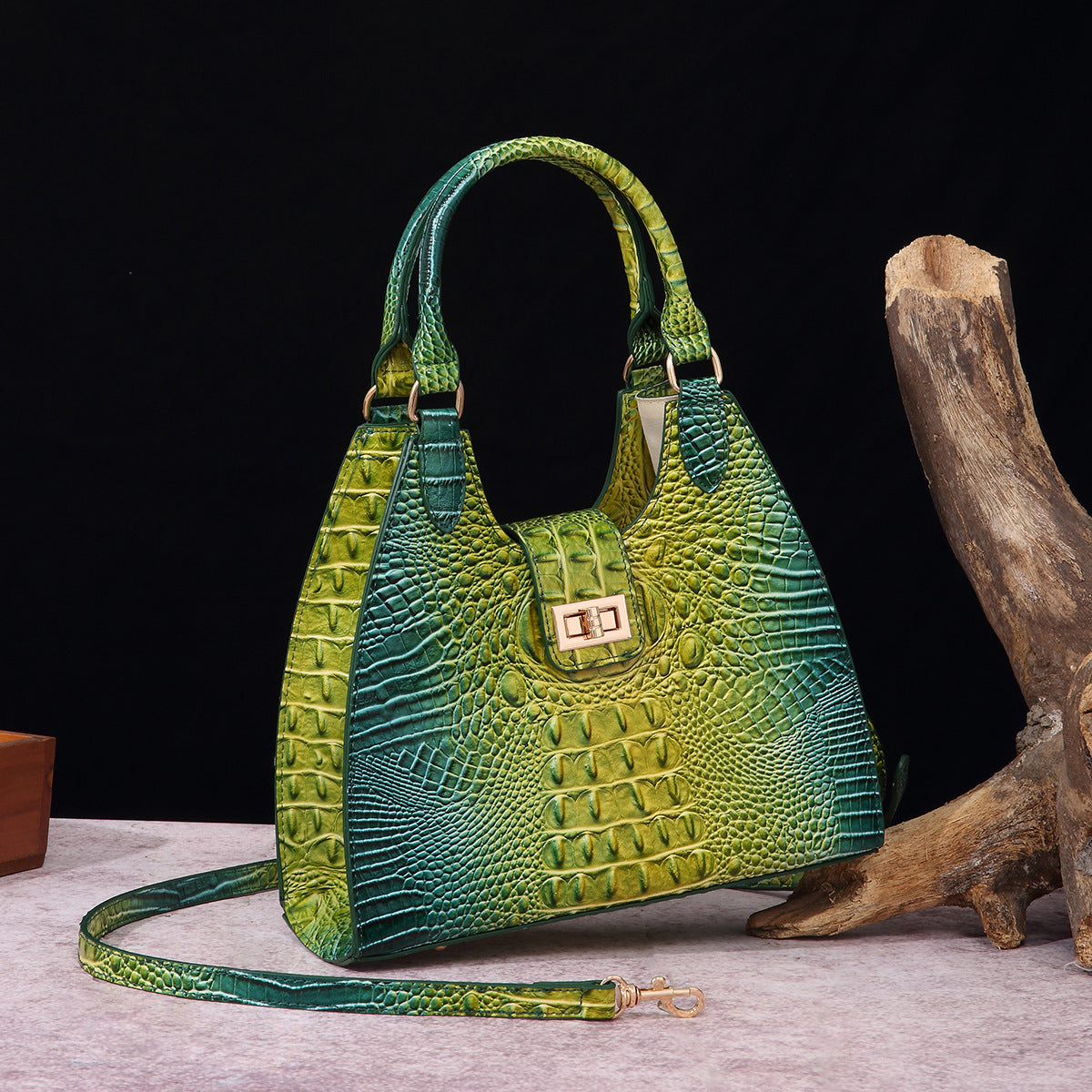 VAKKV Popularan, 2025n retro Middle East New independent station hand-held underarm bag method stick women's bag crocodile pattern Brahman