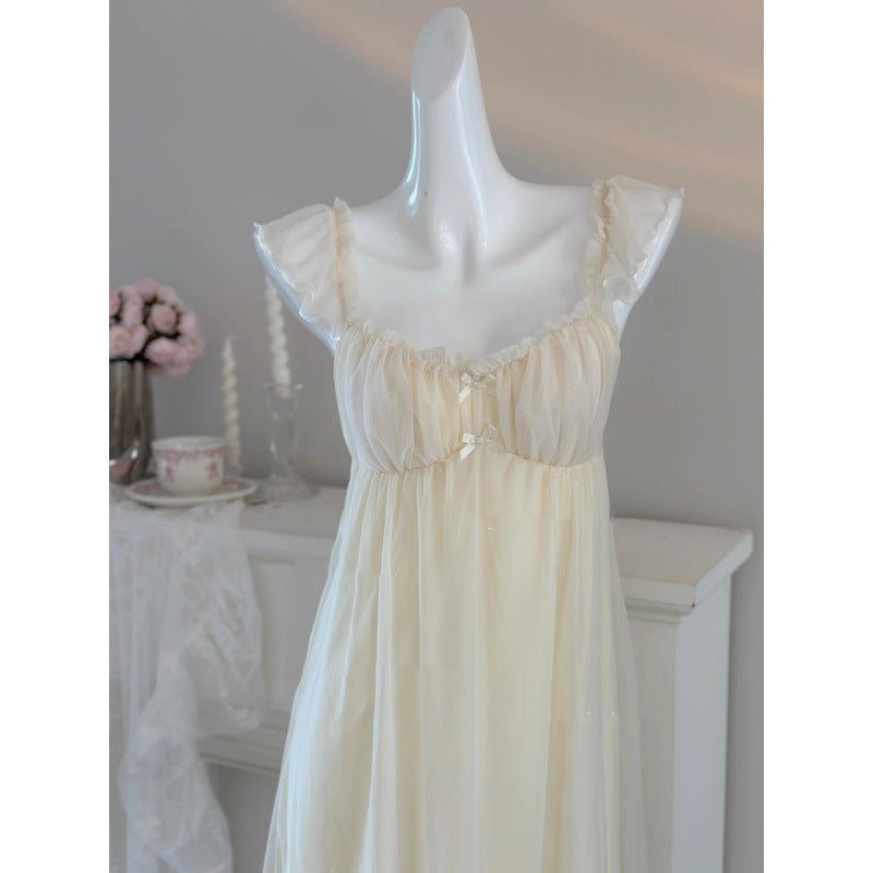 2025 Afternoon tea, princess nightdress with chest pad, sweet girl skin-friendly and comfortable pajamas, loungewear, fairy pure desire skirt
