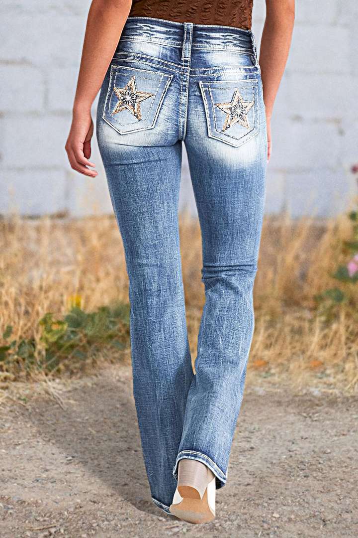 VAKKV cross-border Europe, America and 2025 spring new embroidered jeans women's high-quality straight thin elastic trousers