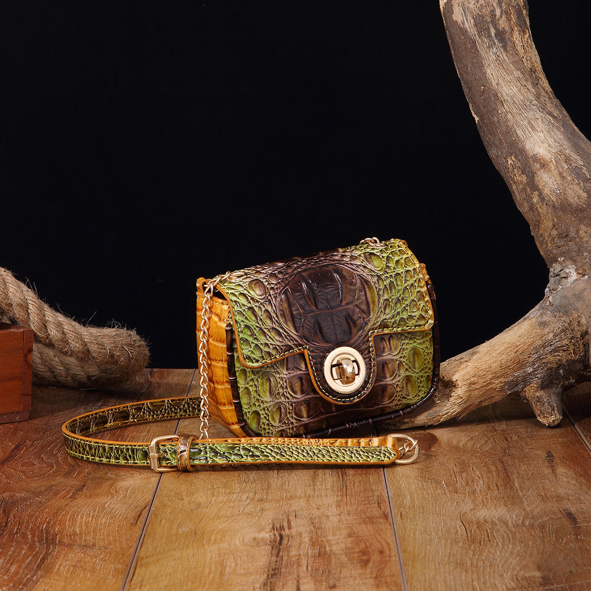 VAKKV Popular, 2025, New Middle East for New Crossbody One Shoulder Retro Women's Bag Multi-colored Crocodile Pattern Brahman