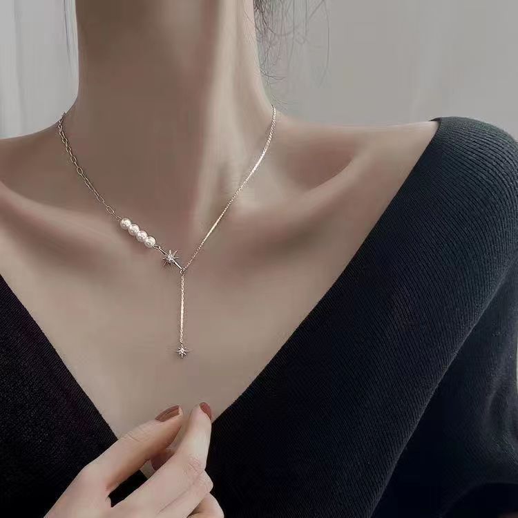 S925 Silver Light Luxury Necklace Versatile Trendy Clavicle Chain Female Butterfly Simple Niche High Sense Elegant Sweater Chain Ornament
