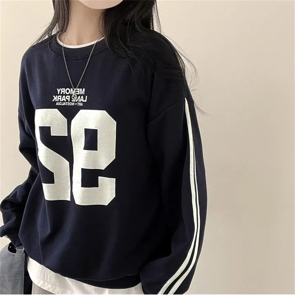 VAKKV Manufacturer popular autumn new product round neck sleeve splicing letter style casual loose Korean version sweater women's top student
