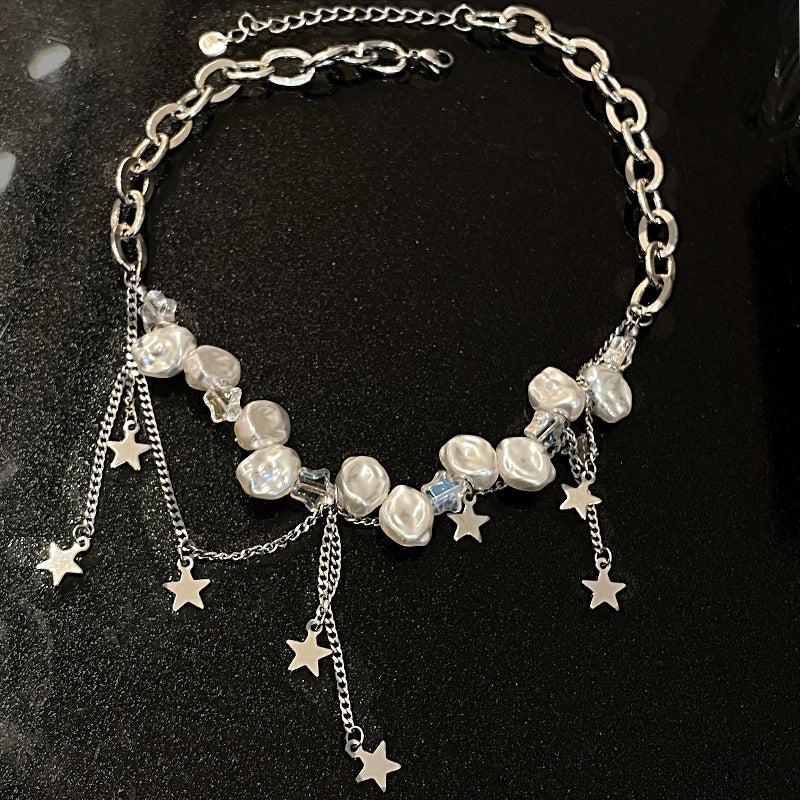 vakkv Baroque Pearl XINGX Tassel Necklace Female Special-Interest Design Ins Cold Wind Pendant Temperament Entry Lux Clavicle Chain