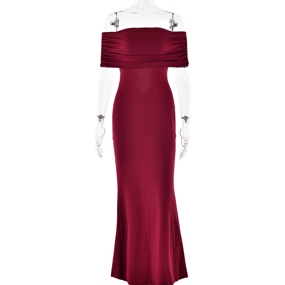 2025 New Popular trade popular summer new tube top dress backless solid color sexy fashion slim dress