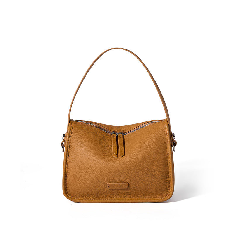 VAKKV 2025 The first layer of cowhide soft leather wide shoulder strap messenger bag women's popular new large-capacity leather simple shoulder armpit bag