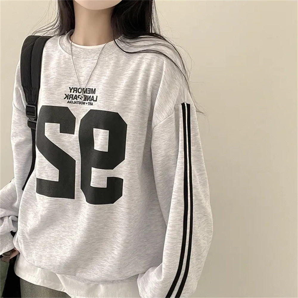 VAKKV Manufacturer popular autumn new product round neck sleeve splicing letter style casual loose Korean version sweater women's top student